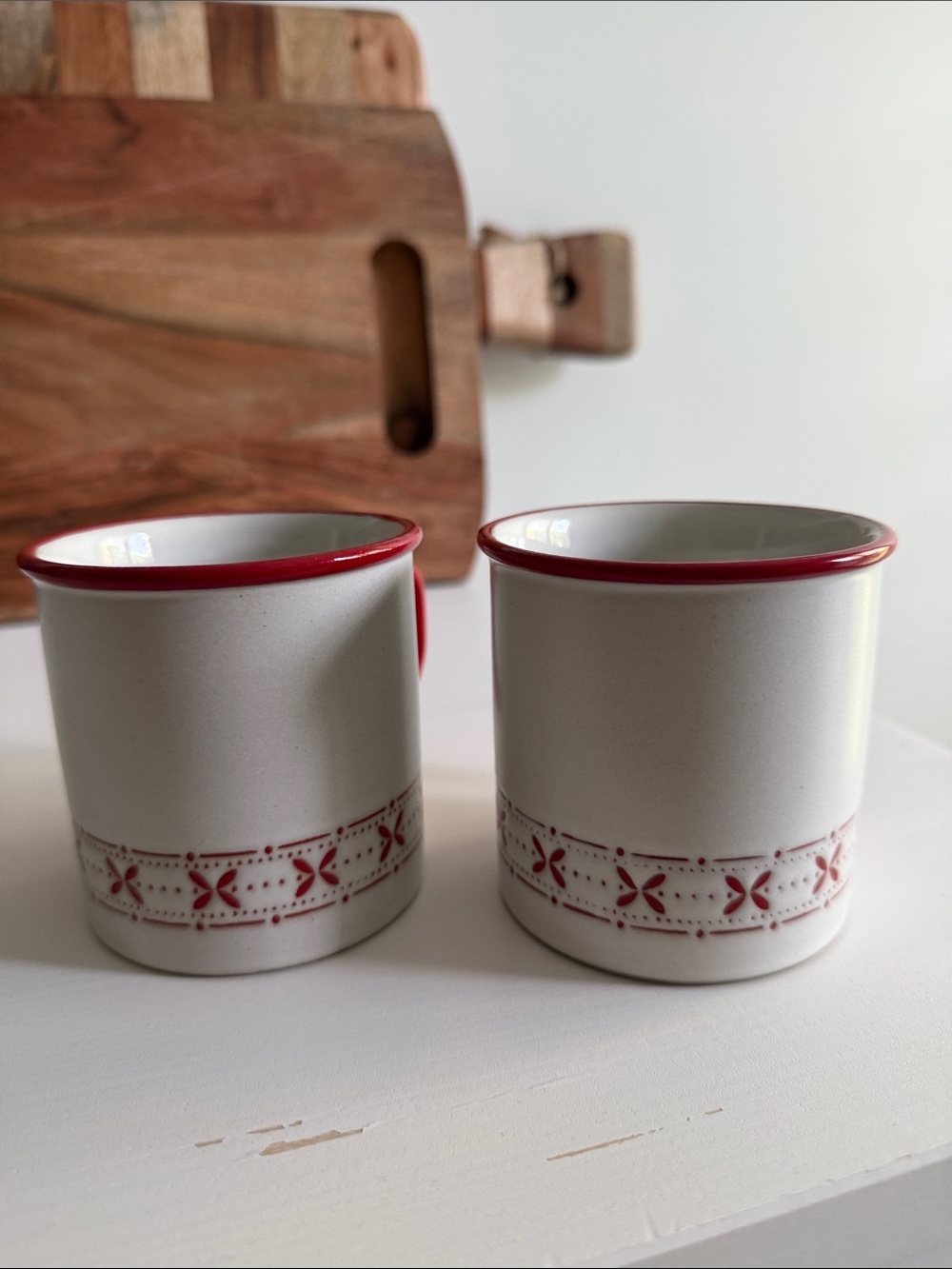 Hearth and Hand with Magnolia Red and White Ceramic Coffee Mugs (2)